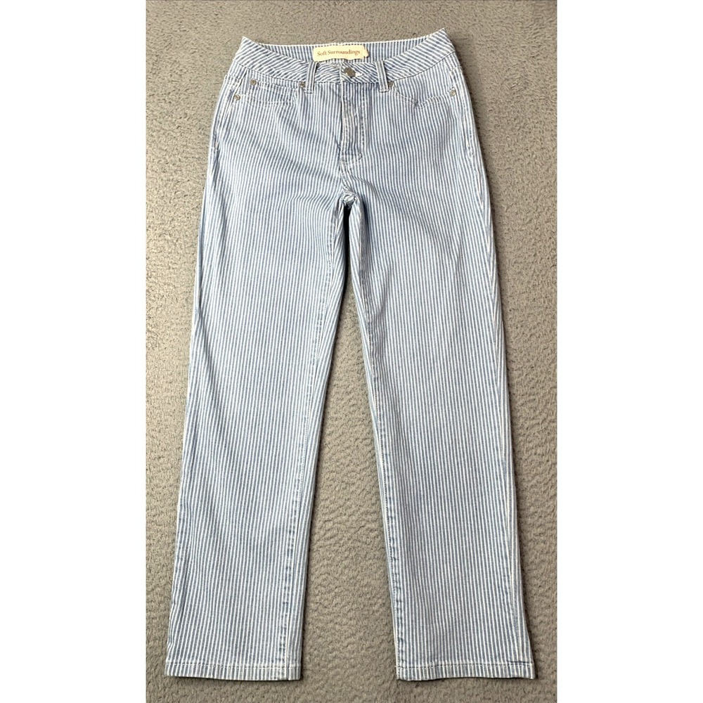 Soft Surroundings Jeans Womens Size 4 Striped Blue White Style 2DY11 Denim Jeans - Picture 1 of 10